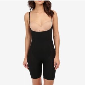 Spanx Thinstincts 2.0 Open-Bust Mid-Thigh Bodysuit Size 3X black -NWTS